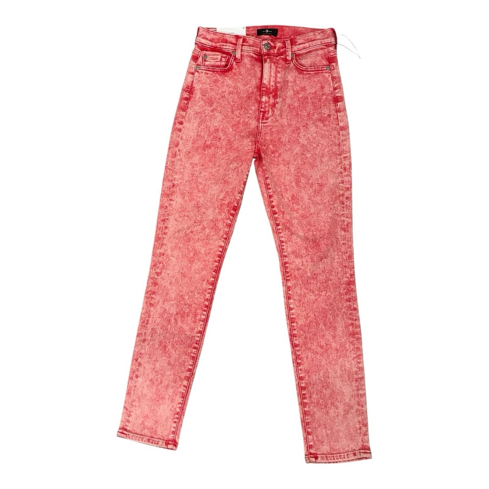 NEW 7‎ For All MankindHigh Waist Jean Denim Ankle Skinny Acid Wash Pants Sz 25